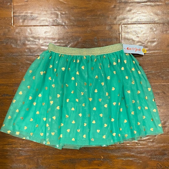 Cat & Jack Other - Cat & Jack Green Skirt with Gold Floral Design